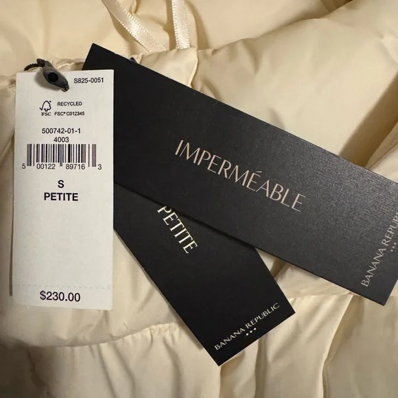 Banana Republic Petite Puffer Jacket in Cream NEW - Picture 5 of 6